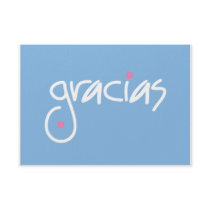 Gracias blue and white lettering gift enclosure personalized invites