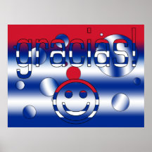 Gracias! Cuba Flag Colours Pop Art Poster