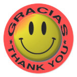 Gracias Smiley Thank You stickers