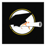 Grad Cap Tilt on Black Background Invitations