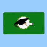 Grad Cap Tilt w/ School Colours Green and Gold labels