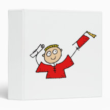 Graduate Boy Cute Red 3 Ring Binders