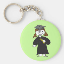 Graduate, Brunette Female Key Chains