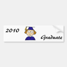 Graduate Girl Cute Blue Bumper Stickers