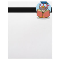 graduate owl reading a book cartoon letterhead design