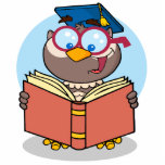 graduate owl reading a book cartoon photo sculptures