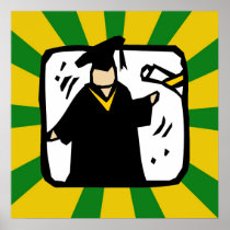 Graduate Receiving Diploma (2) Green & Gold Print