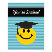 Graduate smiley face custom announcements