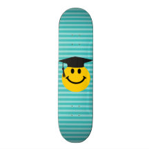 Graduate smiley face custom skateboard