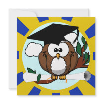 Graduating Owl w/  Blue & Gold School Colours Announcement