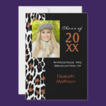 Graduation Announcement Leopard Photo Invitation invitations