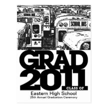 Graduation Announcement Postcard School Bus 1