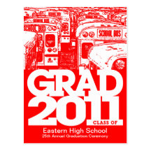 Graduation Announcement Postcard School Bus 2
