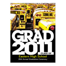 Graduation Announcement Postcard School Bus 3
