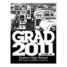 Graduation Announcement Postcard School Bus 6