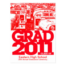 Graduation Announcement Postcard School Bus 7