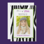 Graduation Announcement Zebra Photo Invitation invitations