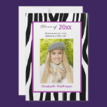 Graduation Announcement Zebra Photo Invitation invitations