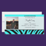 Graduation Aqua Zebra Photo Card photo cards
