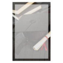 Graduation cap gown diploma photo stationery