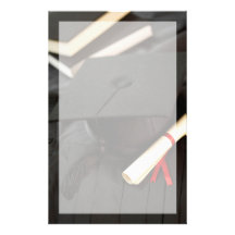 Graduation cap gown diploma photo stationery