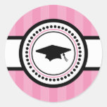 Graduation Cap Stripes Label (Pink) Stickers