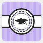 Graduation Cap Stripes Label (Violet Purple) Stickers