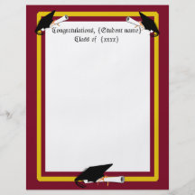 Graduation Cap Tilt - School Colours Red & Gold Personalized Flyer