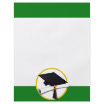 Graduation Cap w/Diploma - Green Background Full Color Flyer