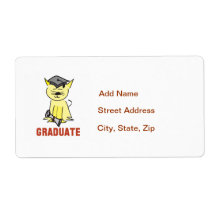 Graduation Cat Lover Personalised Shipping Label