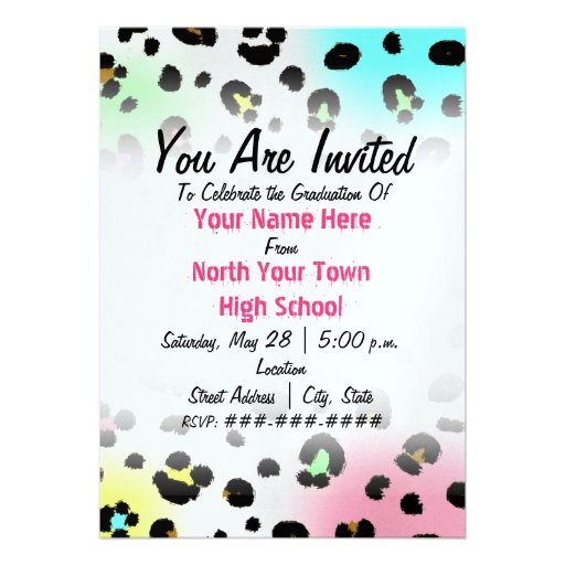 Graduation Class Of 2011 - Neon Airbrush Leopard Custom Invitation