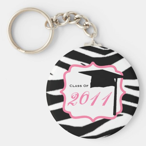 Graduation Class Of 2011 - Zebra Print & Pink Key Chain