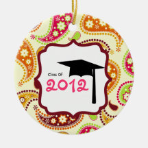 Graduation Class Of 2012 Multicolor Paisley Christmas Tree Ornaments