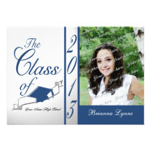 Graduation Class of 2013 Photo Blue Personalized Invite