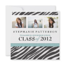 Graduation Glamour Girl Zebra Print with Aqua