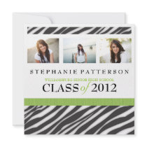 Graduation Glamour Girl Zebra Print with Green