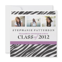 Graduation Glamour Girl Zebra Print with Purple