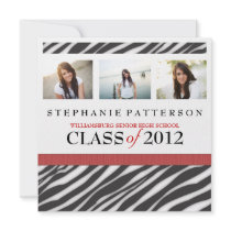 Graduation Glamour Girl Zebra Print with Red