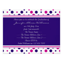 Graduation Invitation Pink and Purple Polka Dots
