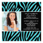 Graduation Invitation with Photo Turquoise  Zebra invitations
