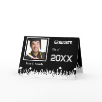 Graduation Invitation Your Photo Silhouette Crowd Greeting Card