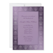 Graduation Invite Lilac Metallic Damask Pattern