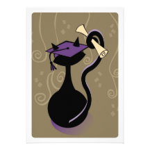 Graduation Kitty Purple Invite