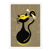 Graduation Kitty Yellow Invite