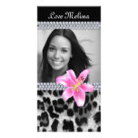 Graduation Leopard Photo Lily Flower Sweet 16 Photo Card Template