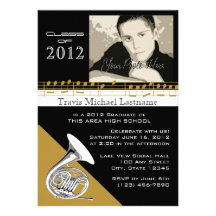 Graduation Music/ French Horn Personalized Invitations