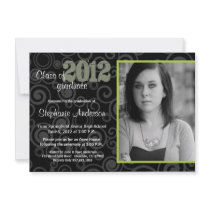 Graduation Open House Retro Swirls Green Invite