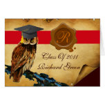 GRADUATION OWL PARCHMENT BROWN WAX SEAL MONOGRAM
