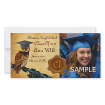 GRADUATION OWL PARCHMENT BROWN WAX SEAL MONOGRAM
