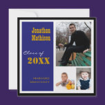Graduation Party 3 Photo blue Invitation invitations